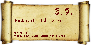 Boskovitz Füzike névjegykártya